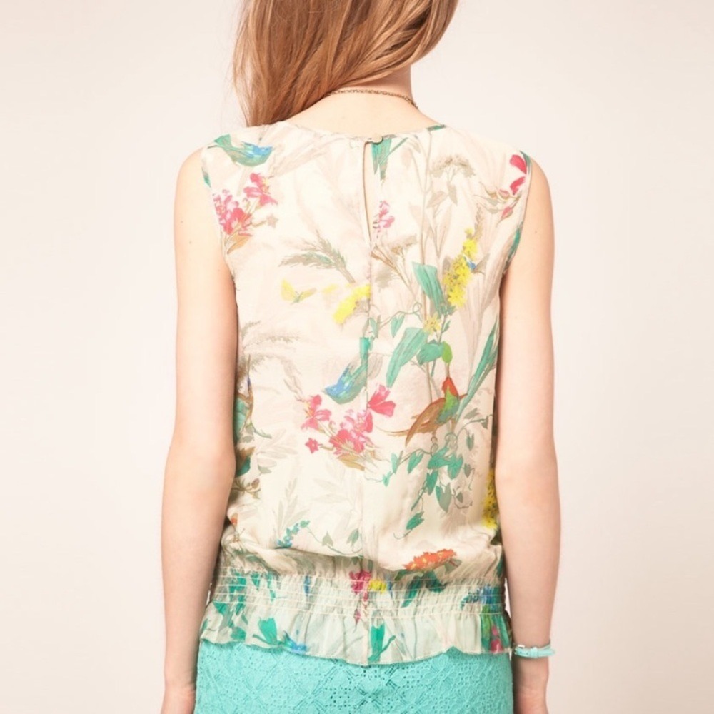 Ted Baker London Floral Print Ruffle Sleeve Blouse Top Size 2 - Picture 2 of 9